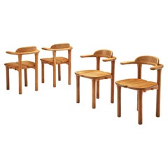 Set of Four Swedish Armchairs in Birch