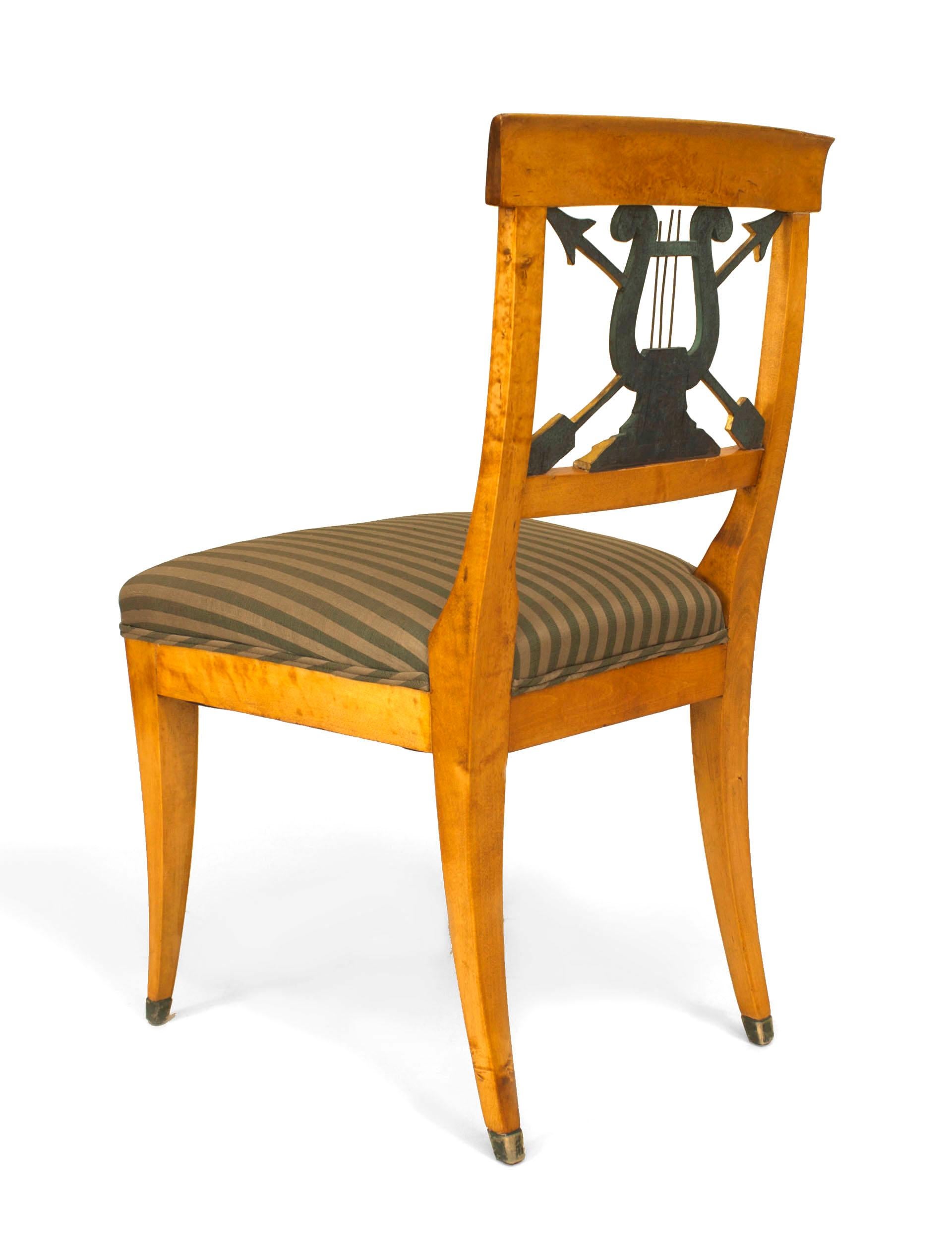 20th Century Set of 4 Swedish Biedermeier Lyre Maple Side Chairs For Sale