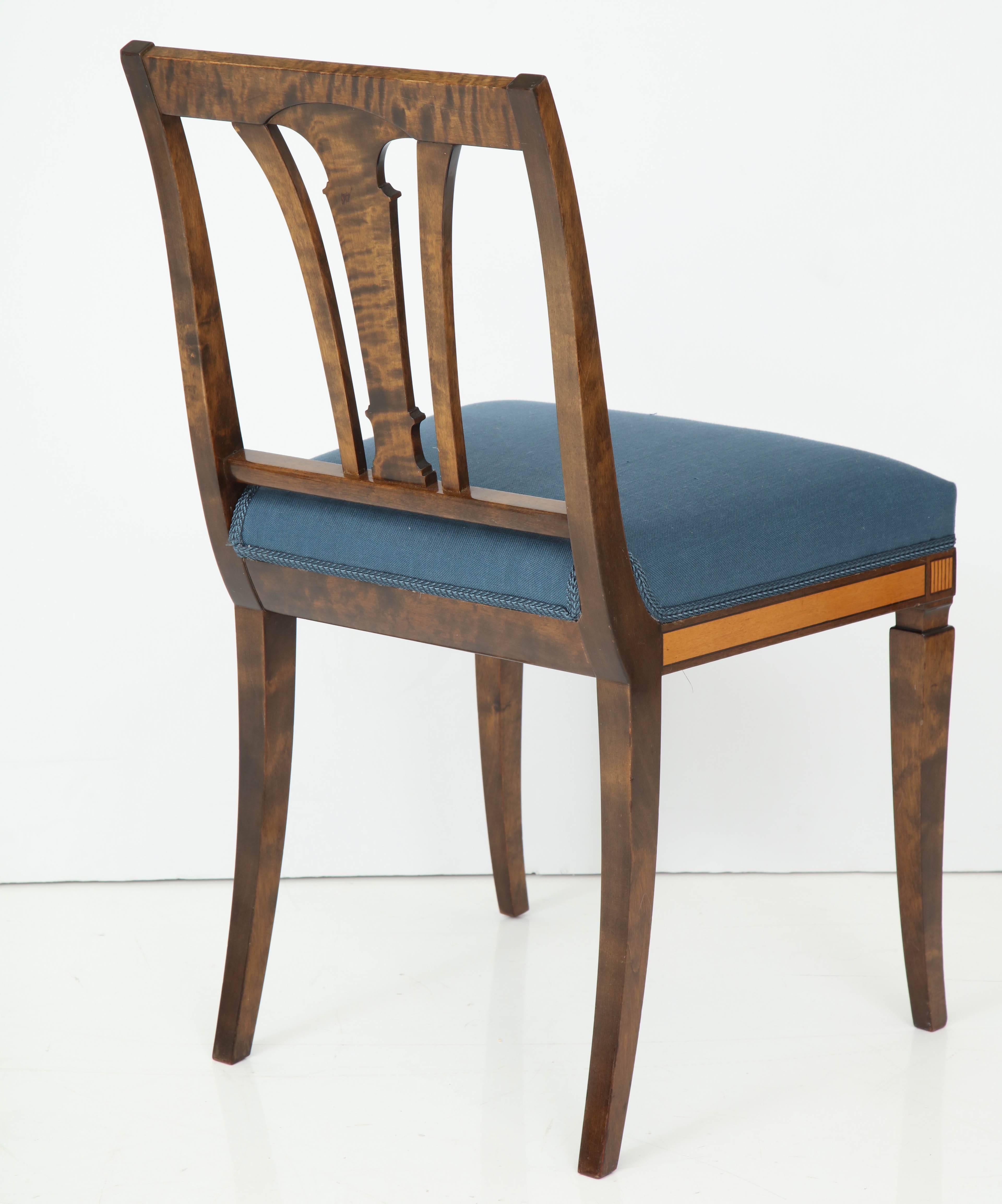 Set of Four Swedish Birch and Stained Birch Side Chairs, circa 1930-1940 1