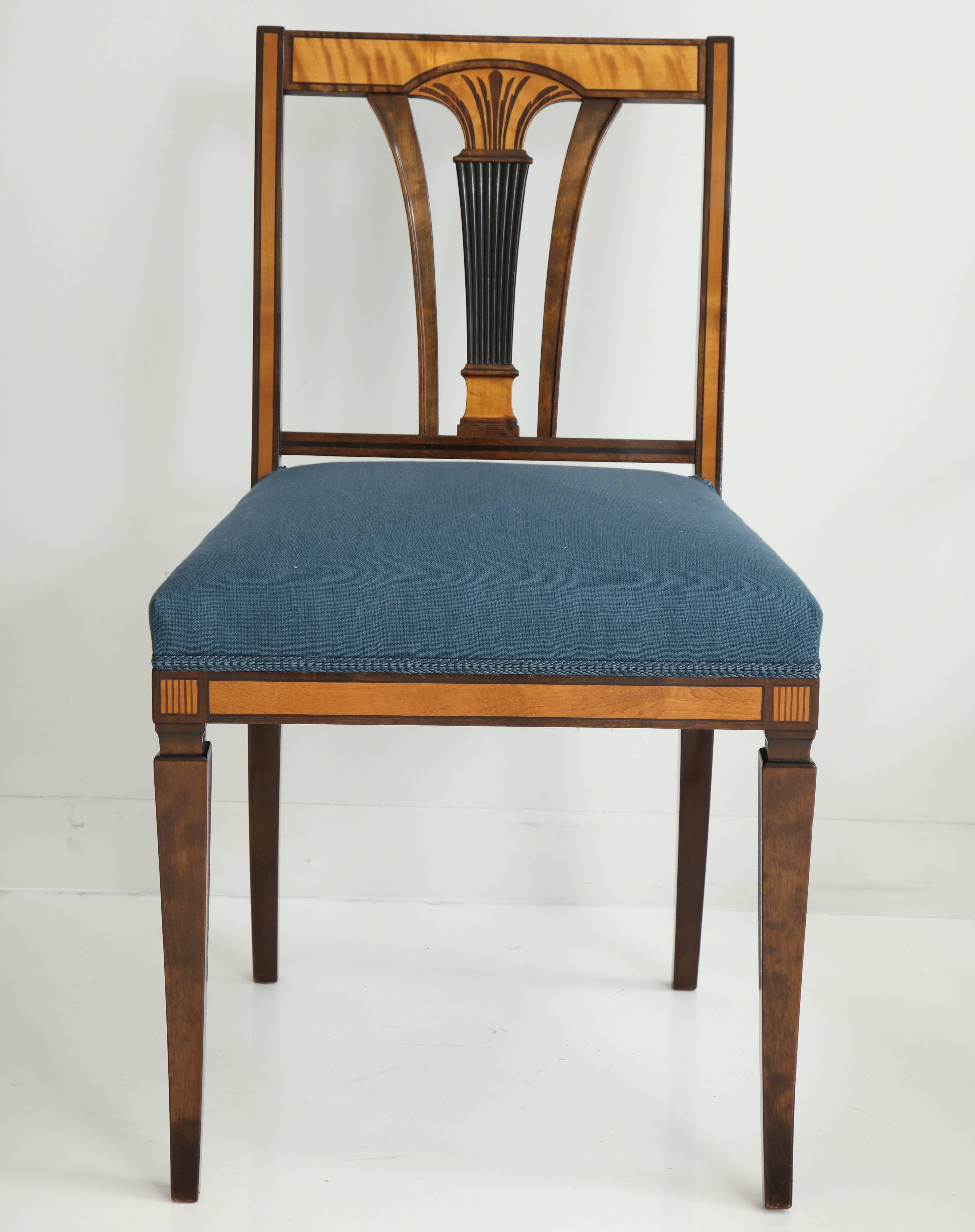 Set of Four Swedish Birch and Stained Birch Side Chairs, circa 1930-1940 4