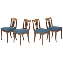 Vintage Set of Four Swedish Birch and Stained Birch Side Chairs, circa 1930-1940