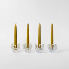Set of Four Swedish Crystal Candlesticks, by Göran Wärff for Kosta Boda, 1970s