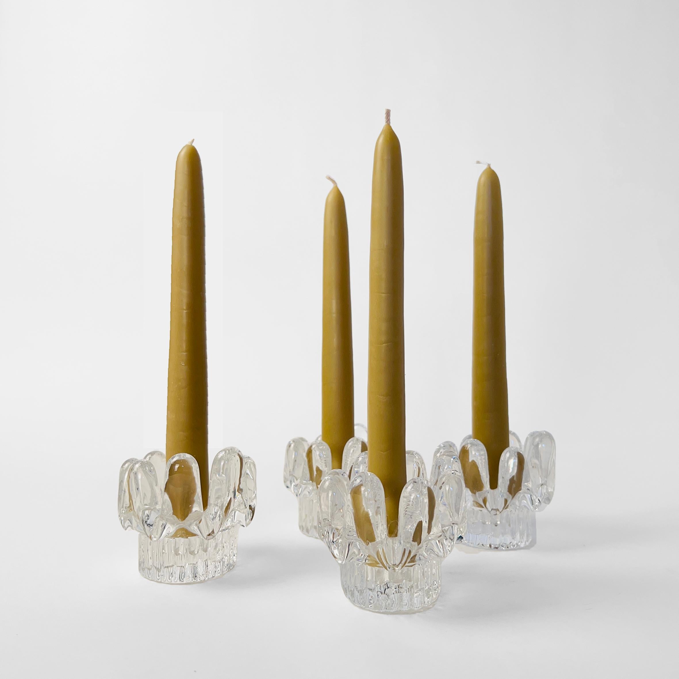 Set of Four Swedish Crystal Candlesticks, by Göran Wärff for Kosta Boda, 1970s For Sale 3