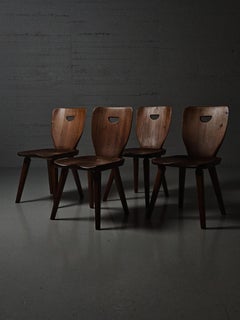 Set of four Swedish designer pine dining chairs, 1930s