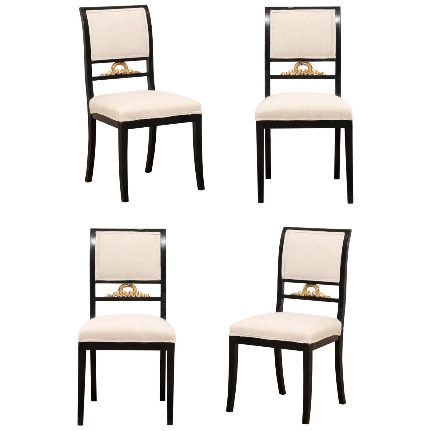 Set of Four Swedish Empire Side Chairs by F. Pettersson