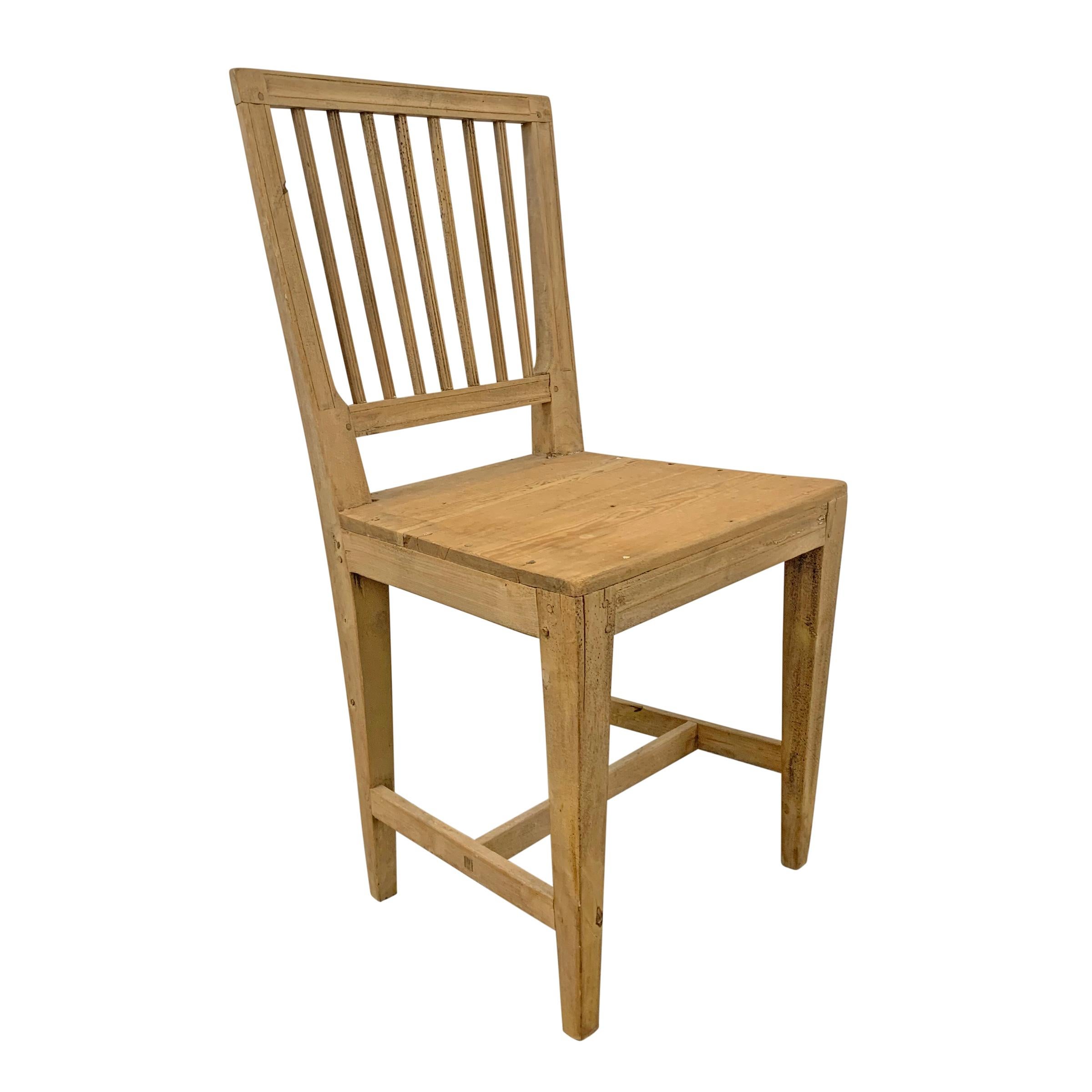 Set of Four Swedish Gustavian Pine Dining Chairs In Good Condition In Chicago, IL
