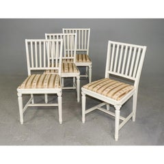 Set of Four Swedish Gustavian Style Painted Dining Chairs, Late 20th Century