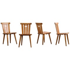 Set of Four Swedish Midcentury Pine Dining Chairs Set of Four Swedish Midcentury Pine Dining Chairs