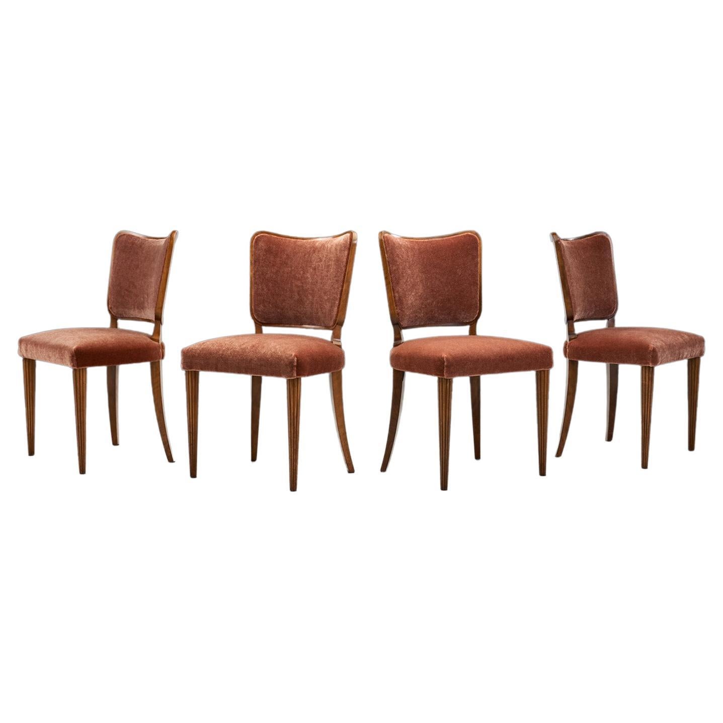 Set of Four Swedish Modern Dining Chairs, Sweden, 1940s