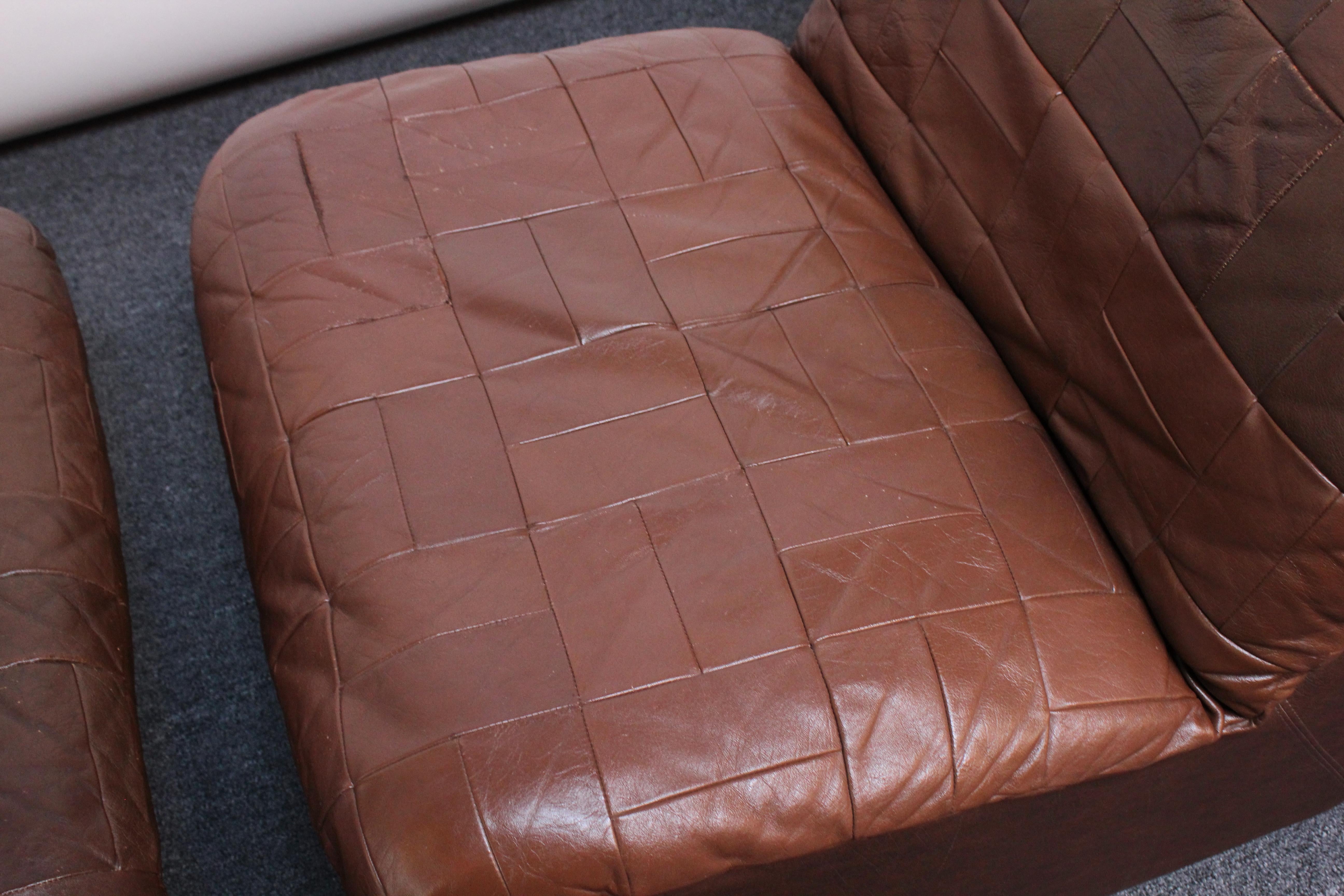 Set of Four Swedish Modern Leather Patchwork Modules by Overman 11