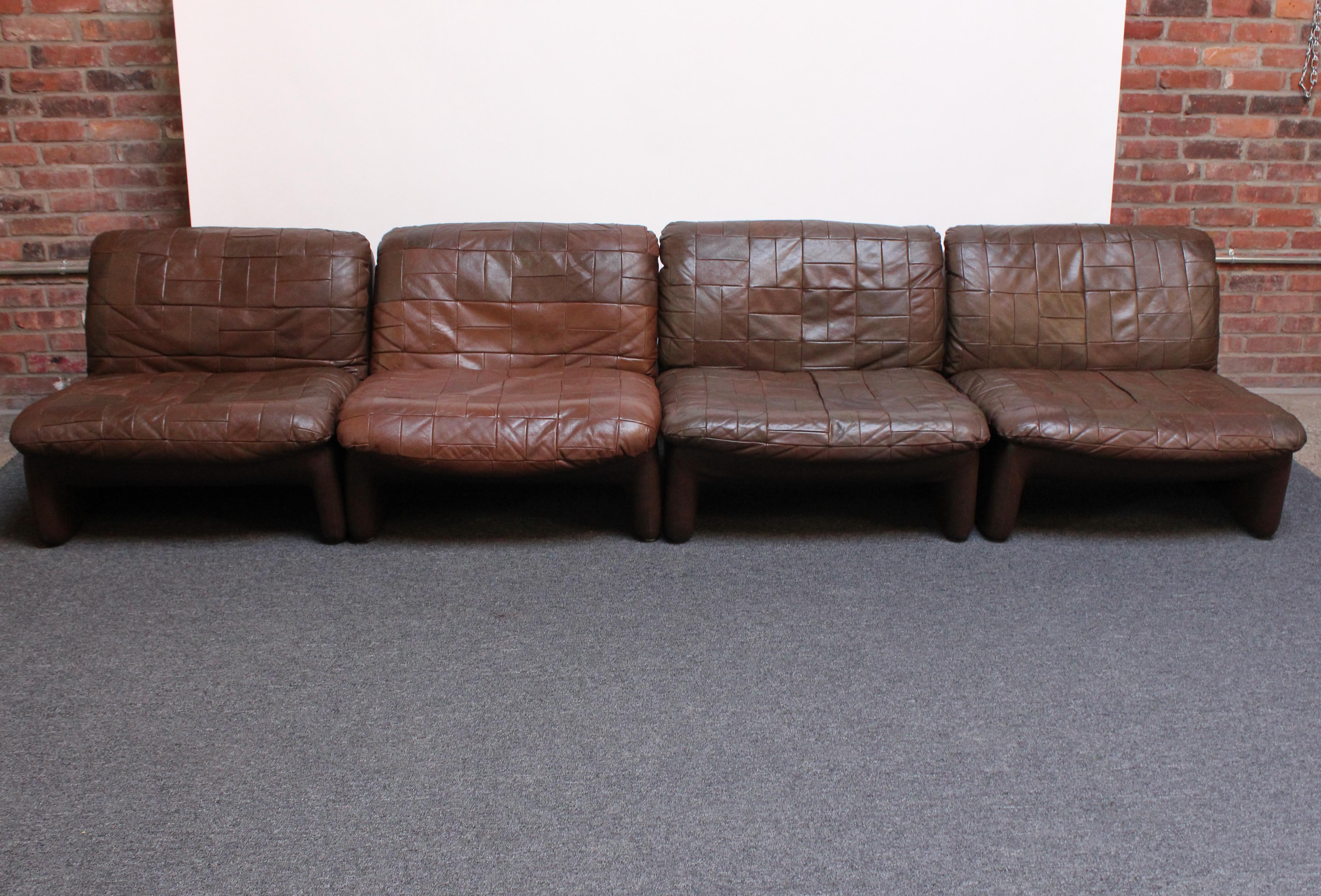 Set of Four Swedish Modern Leather Patchwork Modules by Overman 2