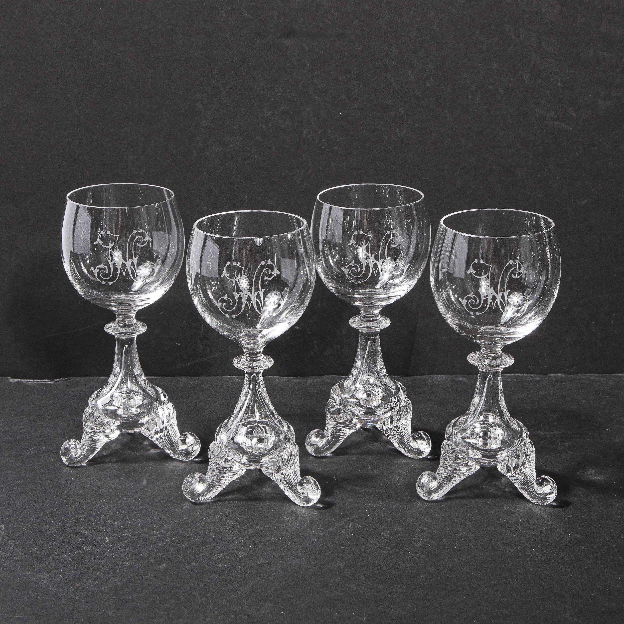 Set of Four Swedish Neoclassical 19th Century Translucent Glass Apertif/ Liqueur 8
