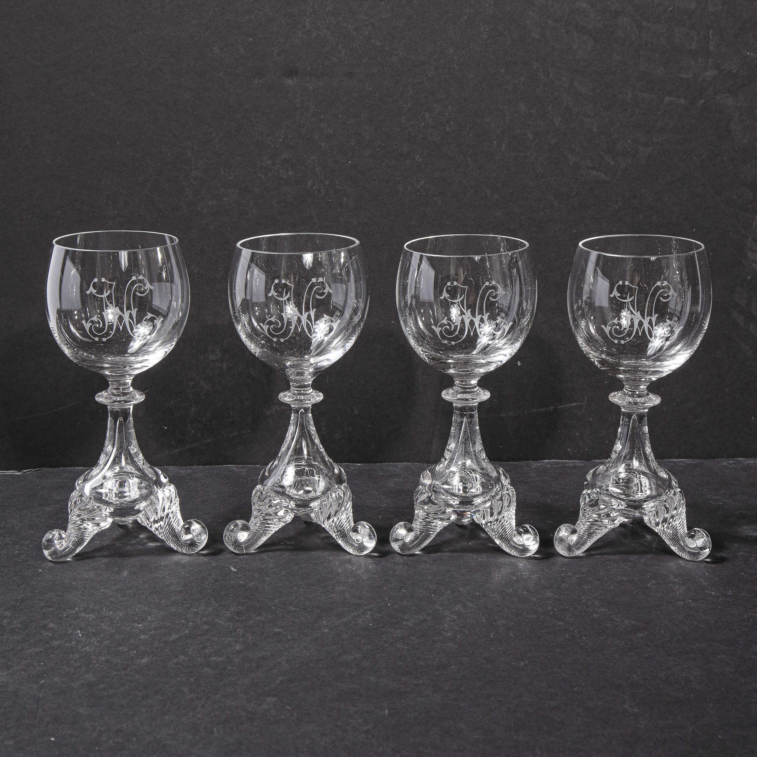 Set of Four Swedish Neoclassical 19th Century Translucent Glass Apertif/ Liqueur 6