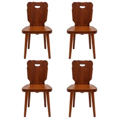 Antique Set of Four Swedish Pine Chairs, 1890