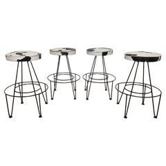Set of Four Swivel Bar Stools Attributed to Frederick Weinberg Circa 1950s
