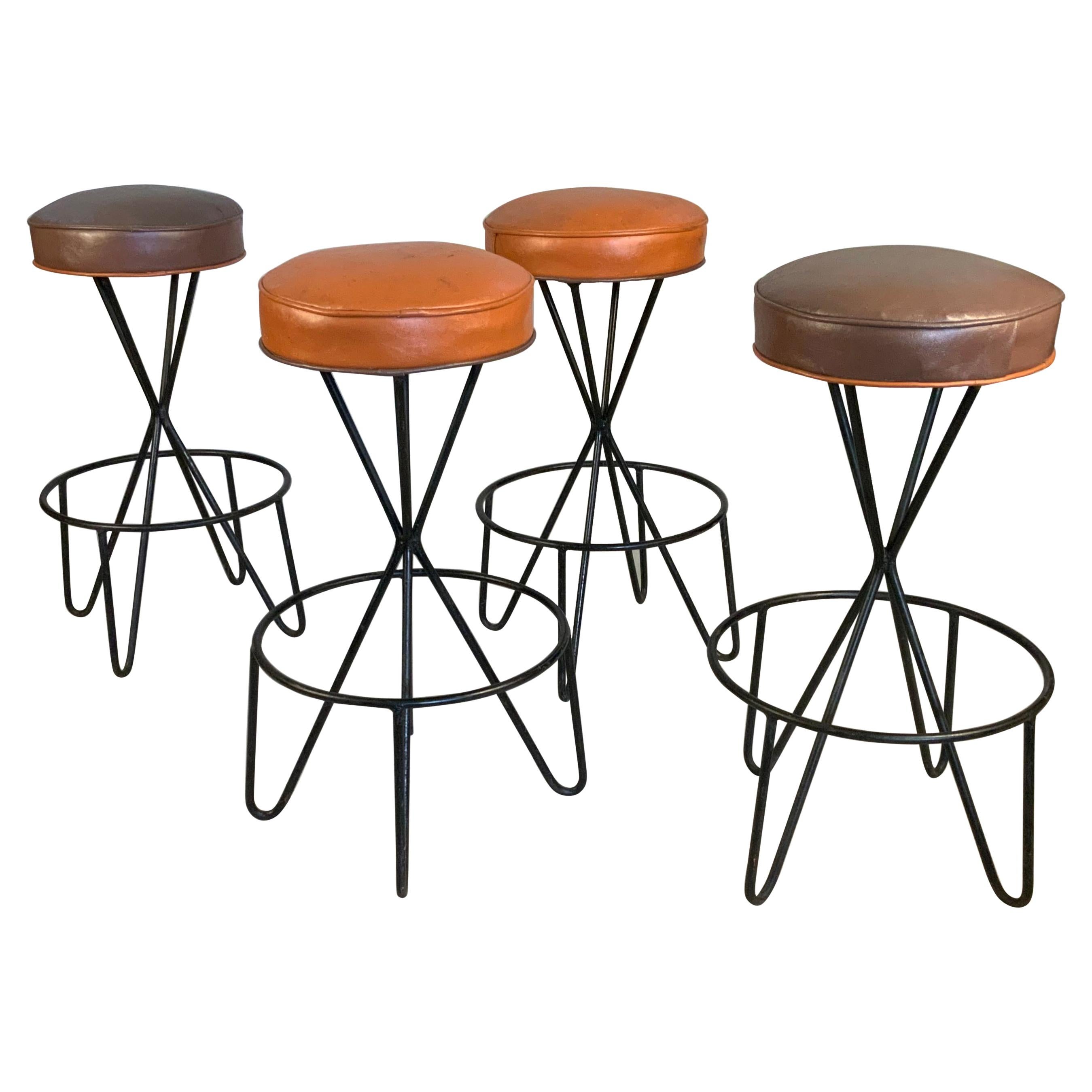 Set of Four Swivel Barstools by Paul Tuttle