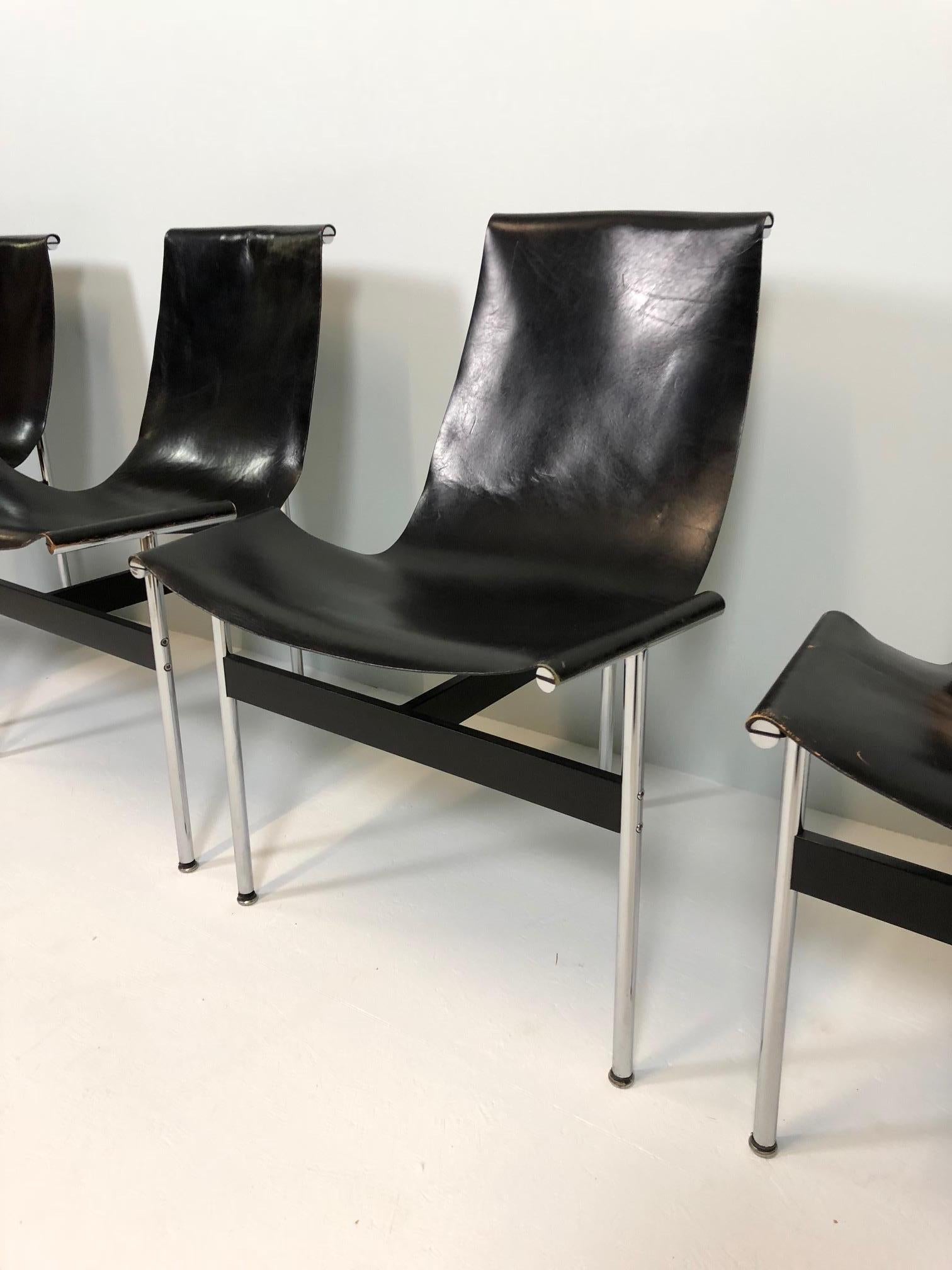 Mid-Century Modern Set of Four T-Chairs by W. Katavolos, Douglas Kelly & Ross Littel, Made by ICF For Sale