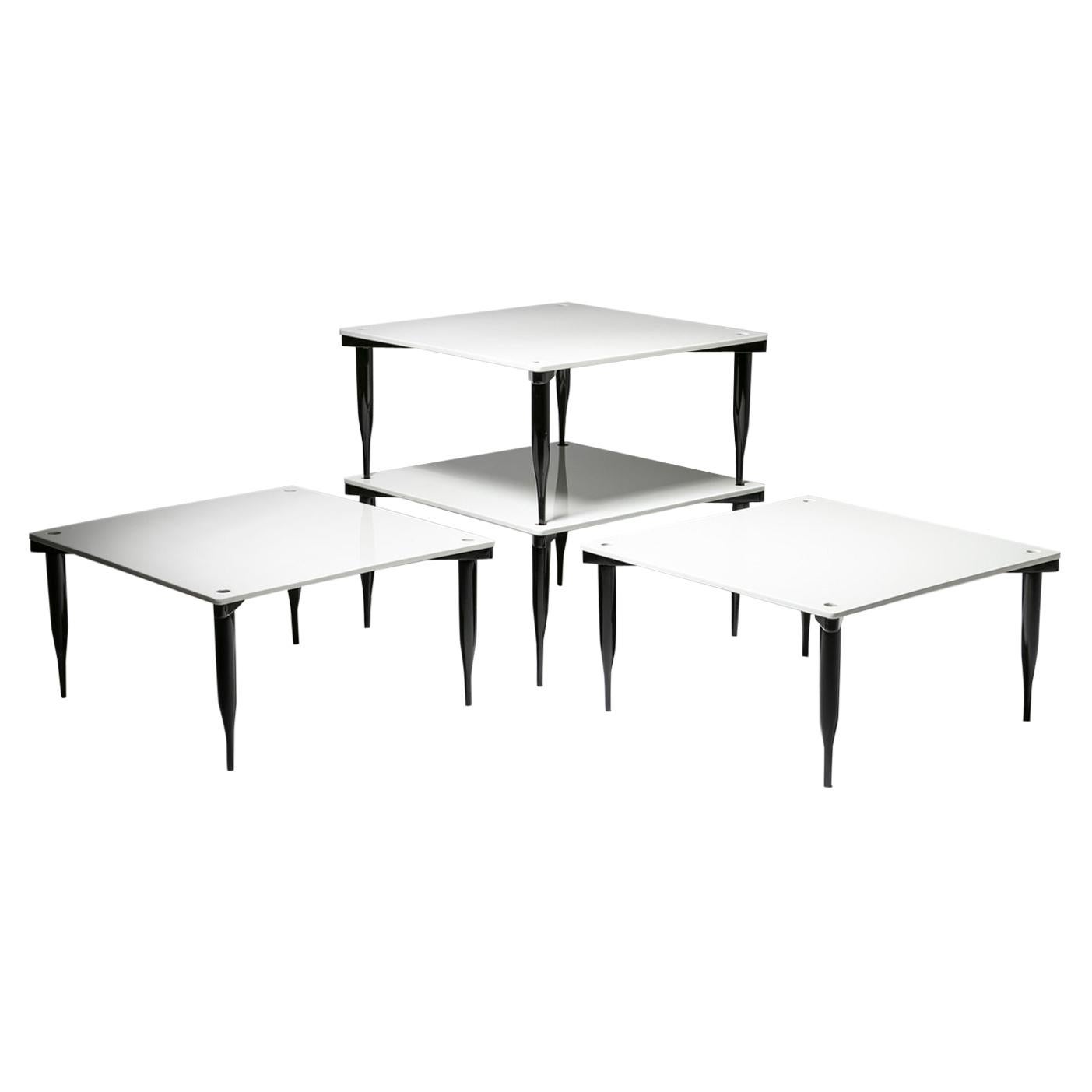 Set of Four T8 Stackable Tables by Vico Magistretti for Azucena
