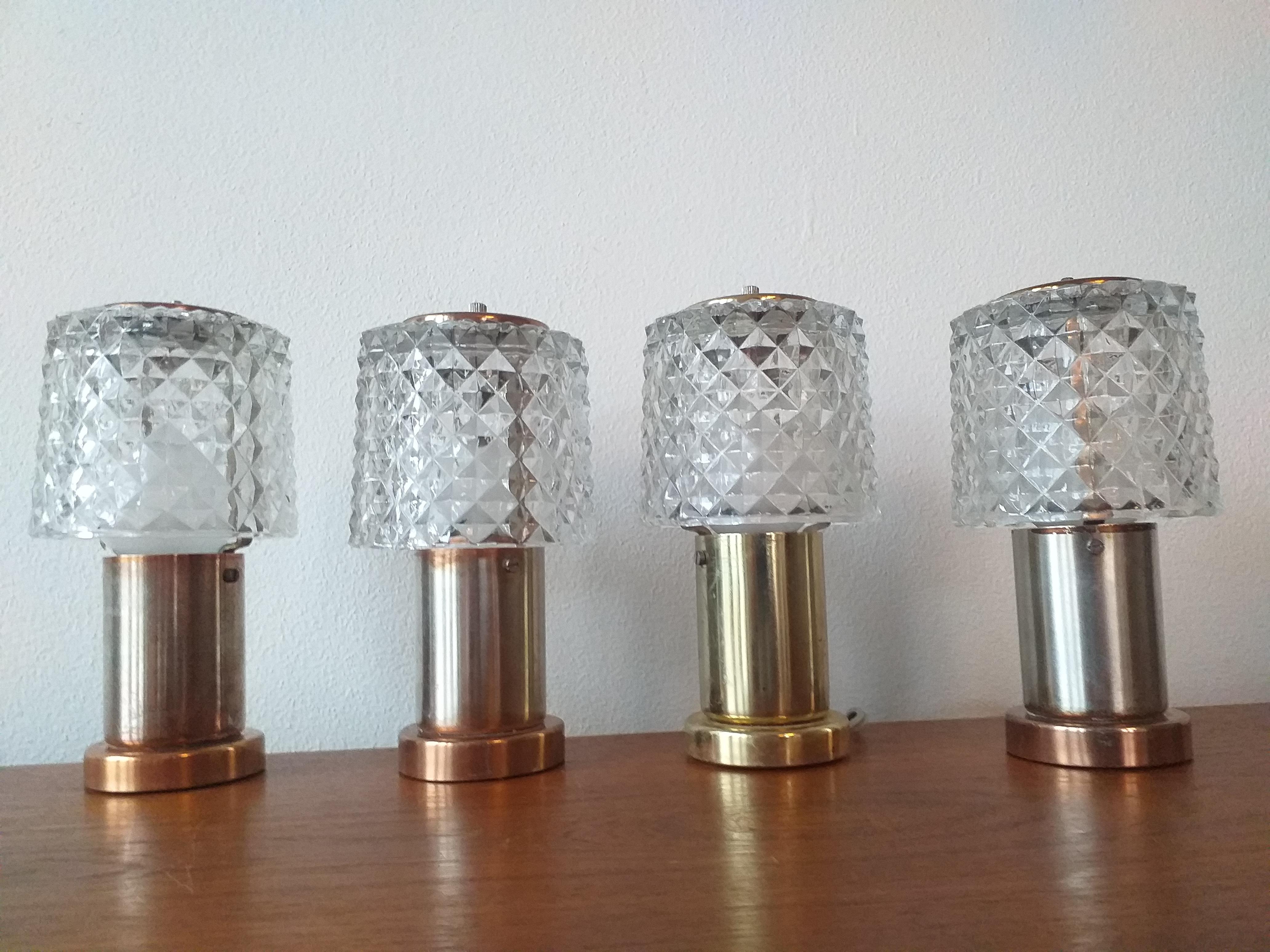 Set of Four Table Lamps Kamenicky Senov, Preciosa, 1970s 3