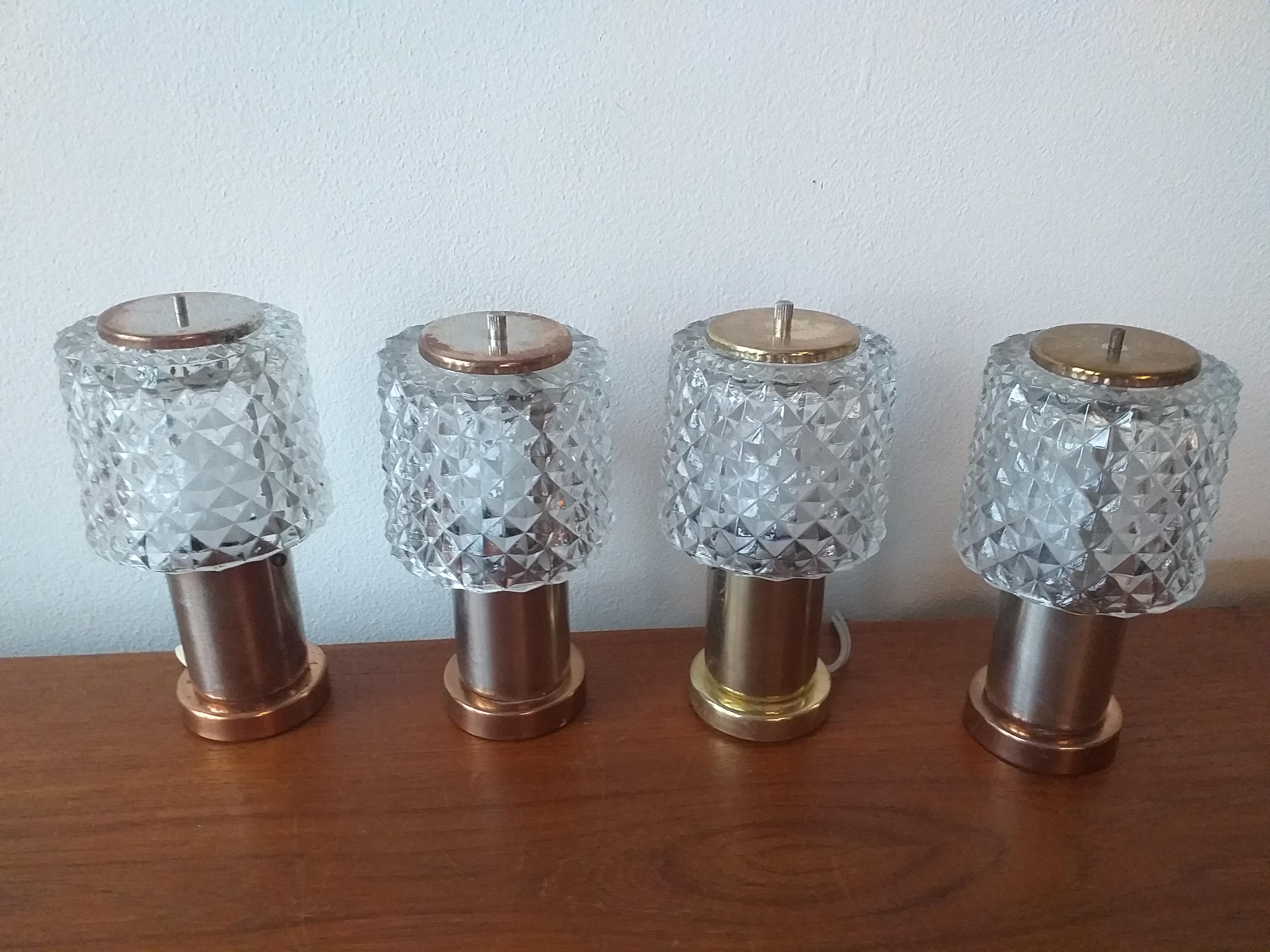Set of Four Table Lamps Kamenicky Senov, Preciosa, 1970s 4