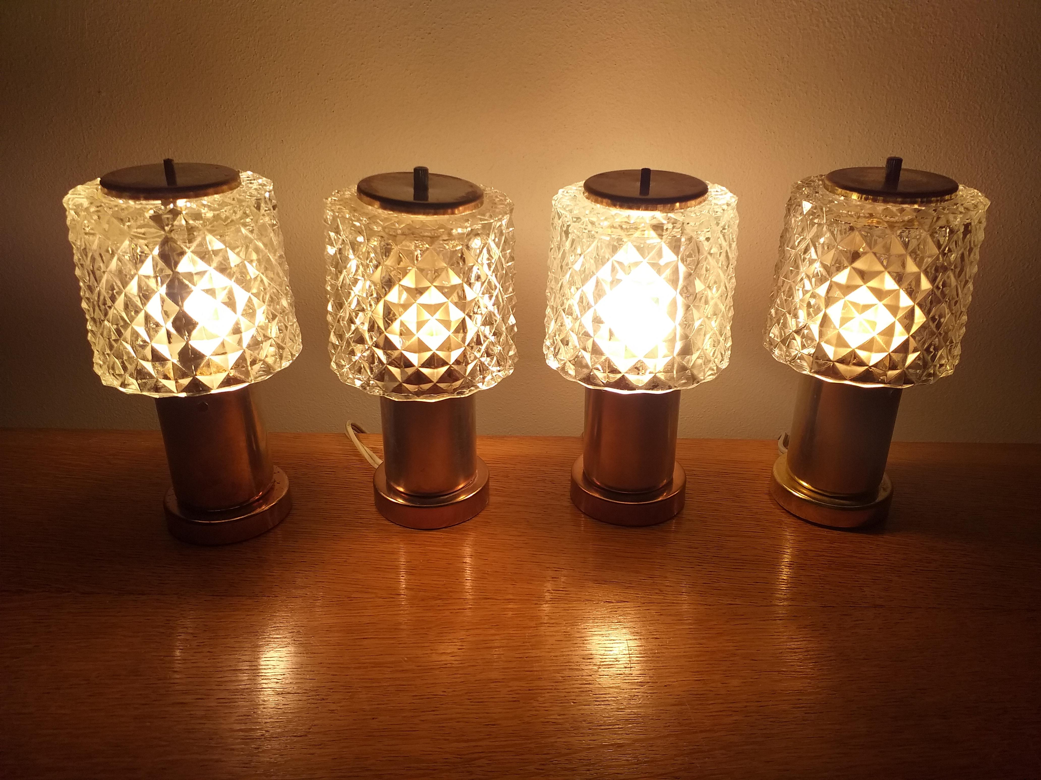 Late 20th Century Set of Four Table Lamps Kamenicky Senov, Preciosa, 1970s