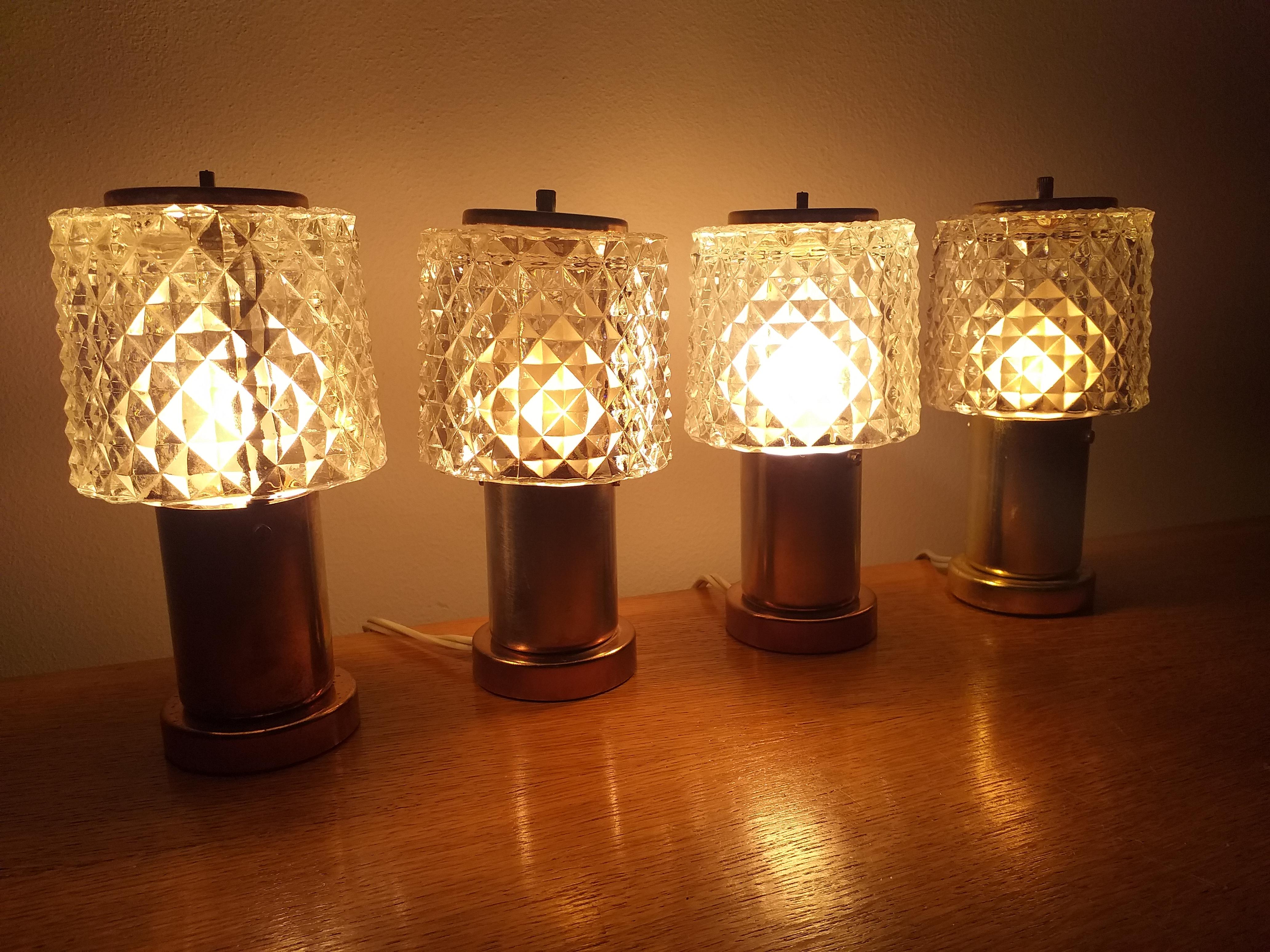 Set of Four Table Lamps Kamenicky Senov, Preciosa, 1970s 1