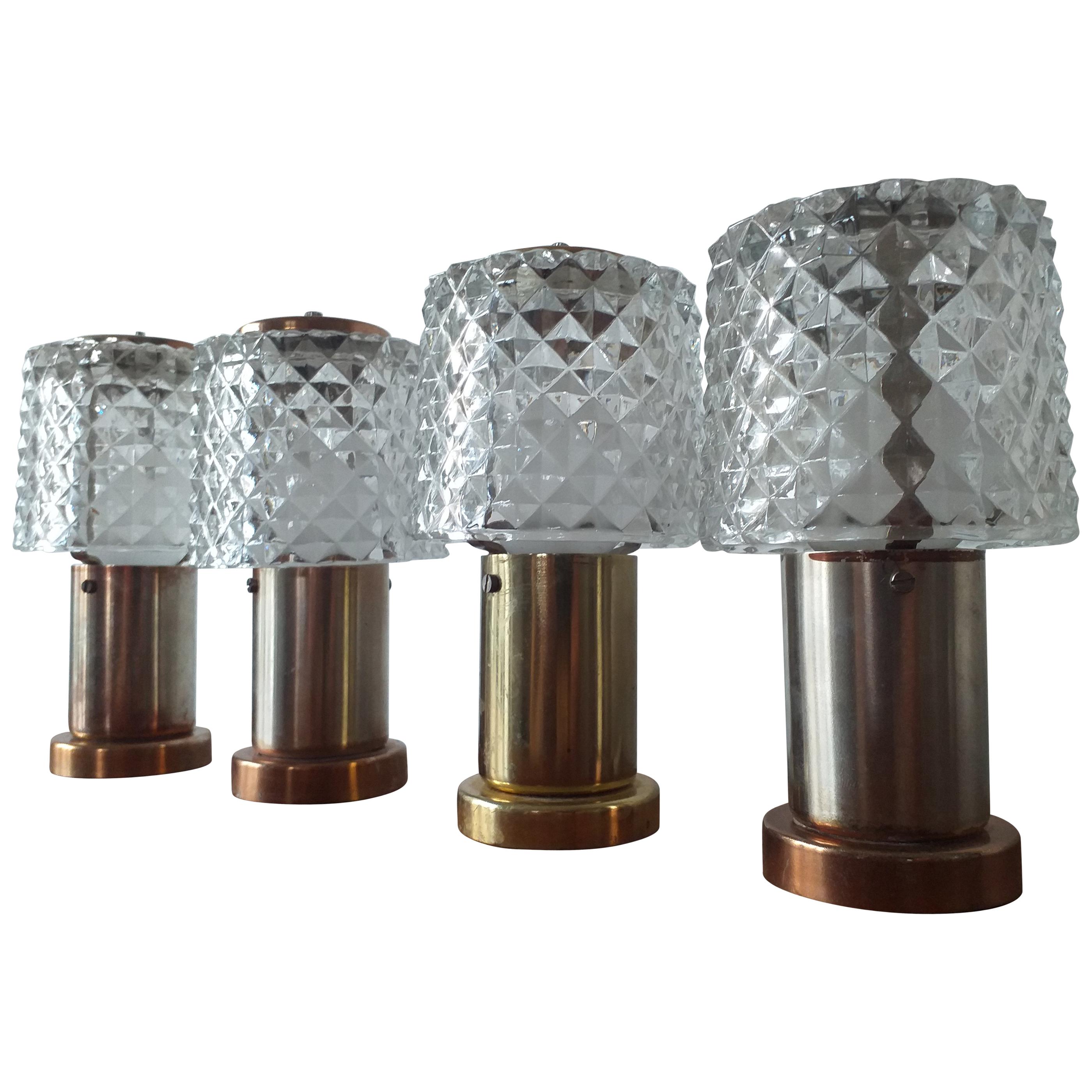 Set of Four Table Lamps Kamenicky Senov, Preciosa, 1970s