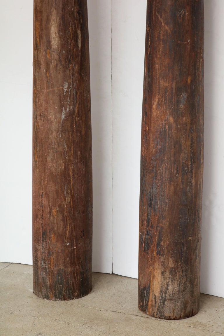 Set of Four Tall Carved Teak Pillars at 1stDibs