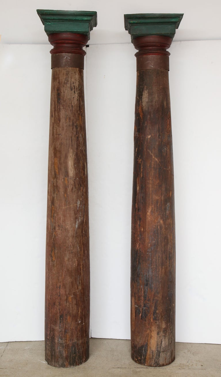 Set of Four Tall Carved Teak Pillars at 1stDibs