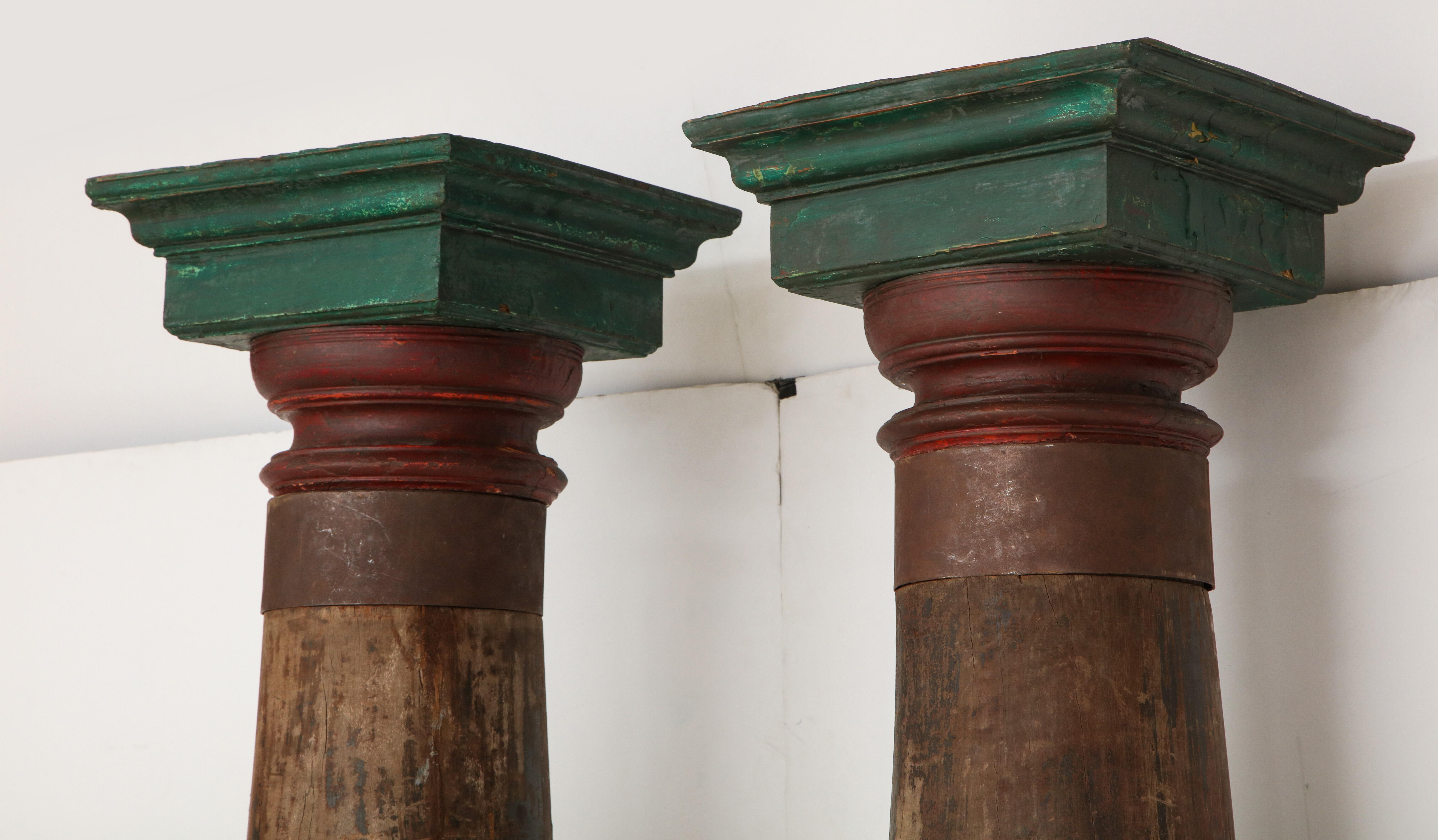 Set of Four Tall Carved Teak Pillars In Good Condition In Mt. Kisco, NY