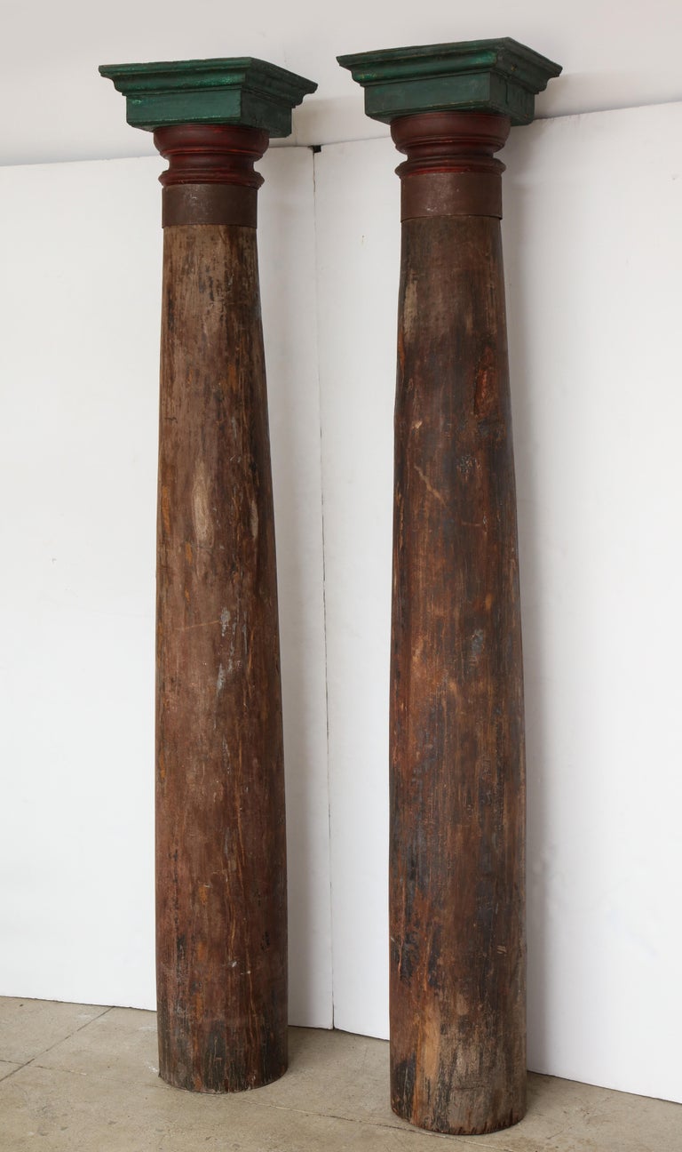 Set of Four Tall Carved Teak Pillars at 1stDibs