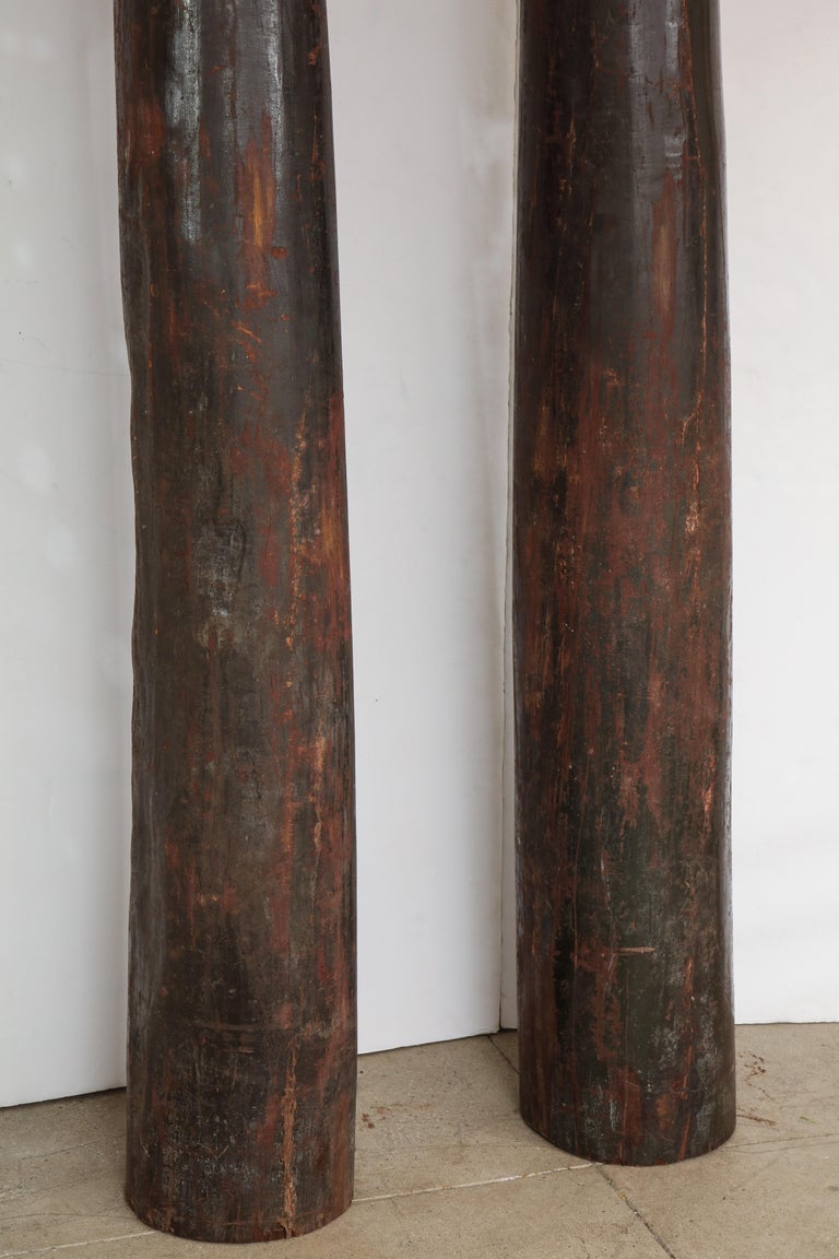 Set of Four Tall Carved Teak Pillars at 1stDibs