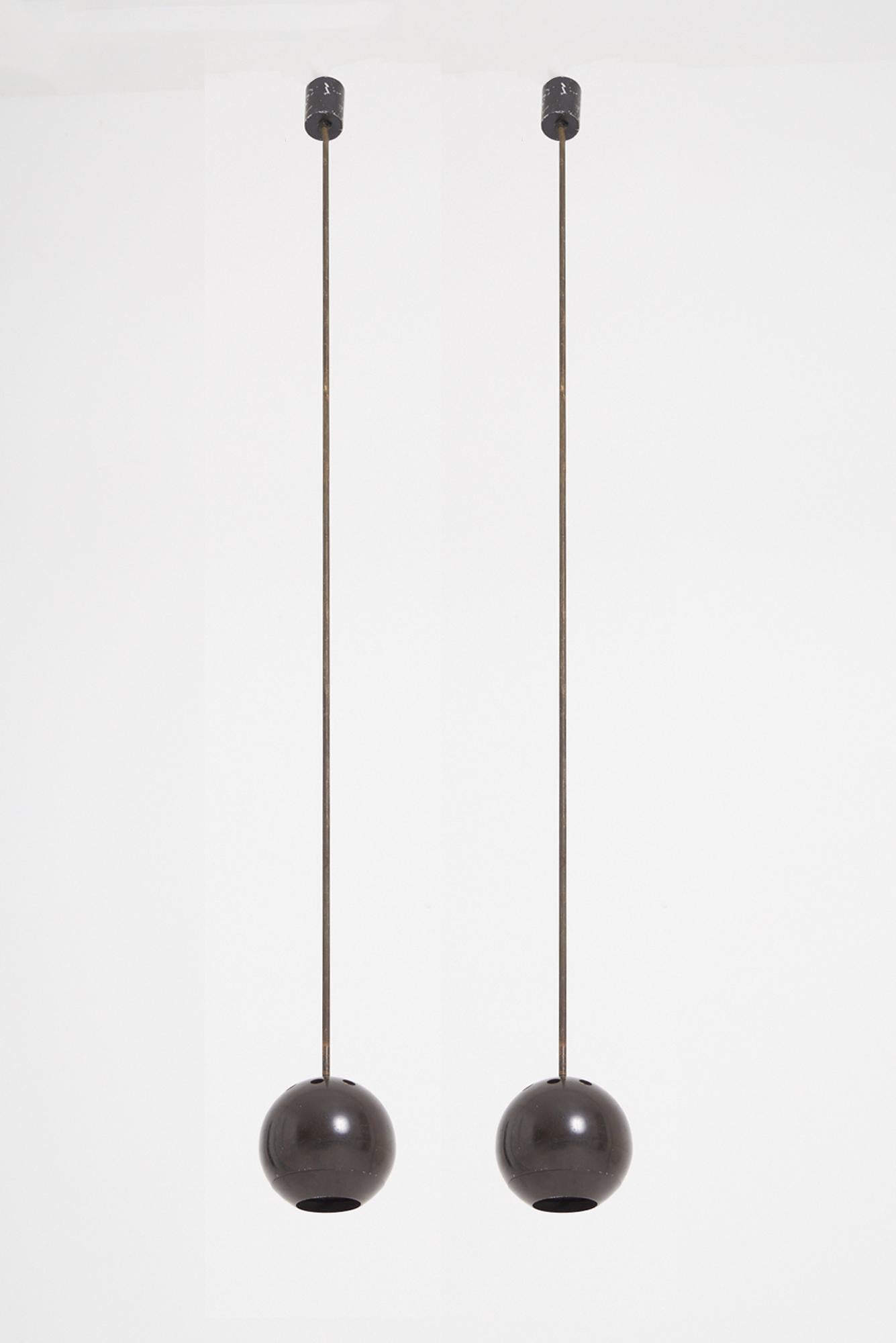 A set of four very tall ceiling lights
Italy, mid 20th Century
145 cm high by 15 cm diameter each