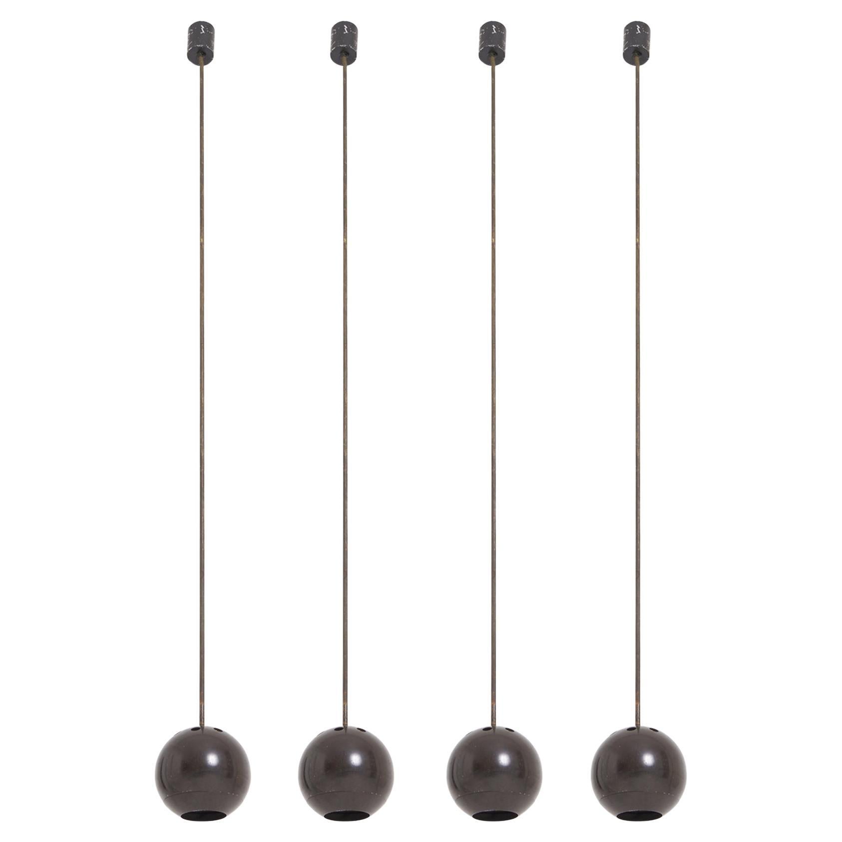 Set of Four Tall Ceiling Lights For Sale