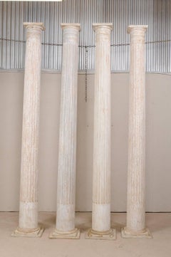 Set of Four 10.5 Ft. Tall Mid-20th Century Greek Doric Style Fluted Columns