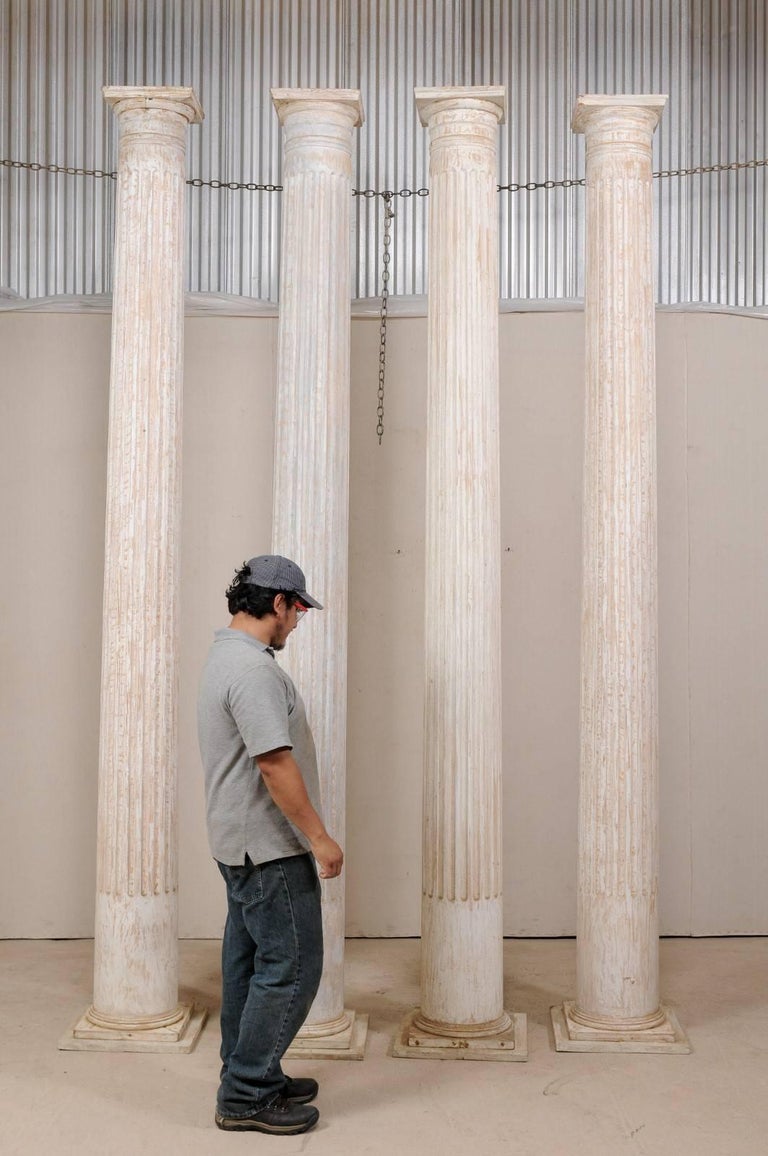 Set of Four Tall Mid20th Century Greek Doric Style Fluted Columns For