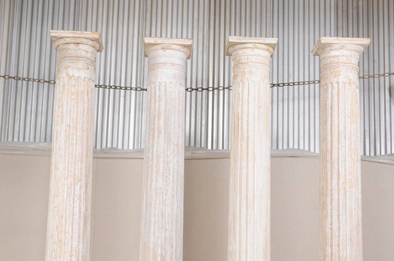 Set of Four Tall Mid20th Century Greek Doric Style Fluted Columns For