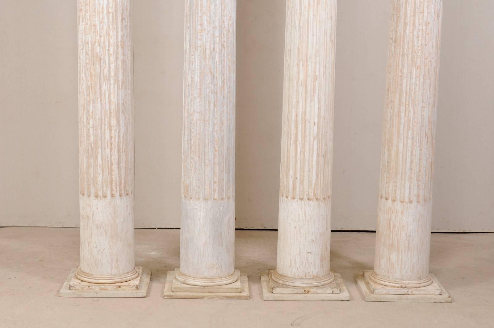 American Set of Four 10.5 Ft. Tall Mid-20th Century Greek Doric Style Fluted Columns