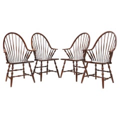 Set of Four Tall Spindle Back Windsor Style Armchairs, 1960s