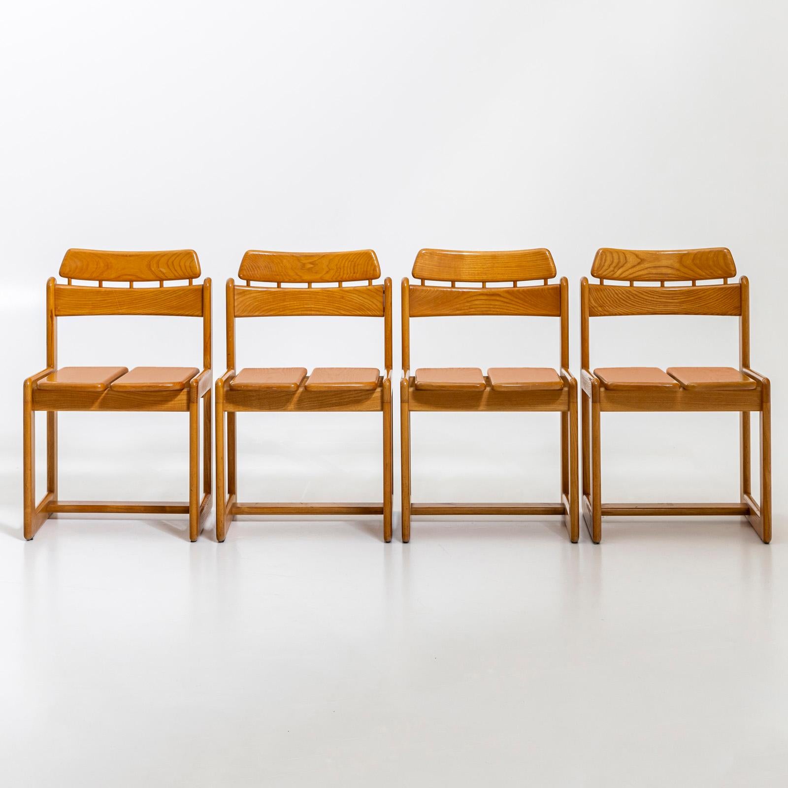 Set of four dining chairs made of solid ash, designed by Illmari Tapiovaara (Finland, 1914-1999) for Fratelli Montina.

Tapiovaara was born in Hämeenlinna, Finland in 1914. He was a Finnish interior and industrial designer and worked under Alvar