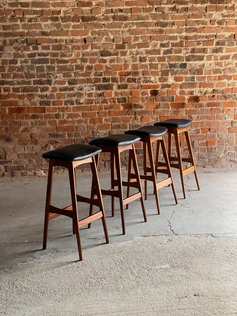 Set of Four Teak Barstools by Johannes Andersen circa 1960 4