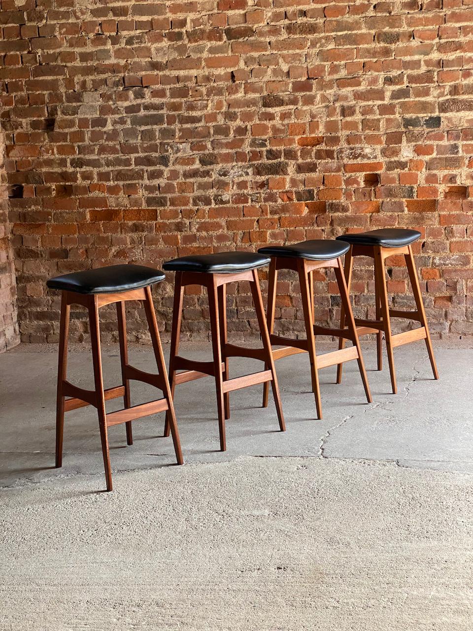 Set of Four Teak Barstools by Johannes Andersen circa 1960 5