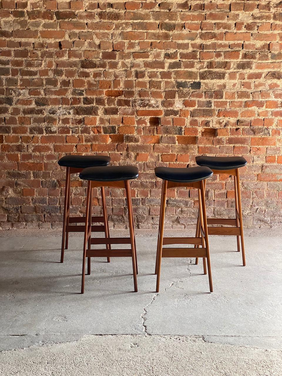 Set of Four Teak Barstools by Johannes Andersen circa 1960 6