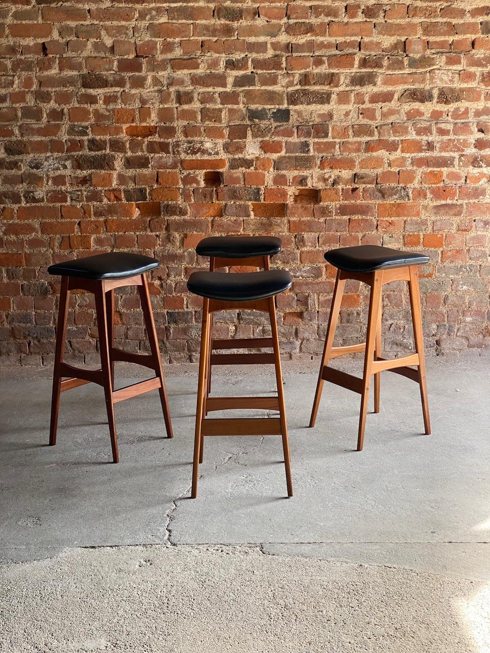 Set of Four Teak Barstools by Johannes Andersen circa 1960 10