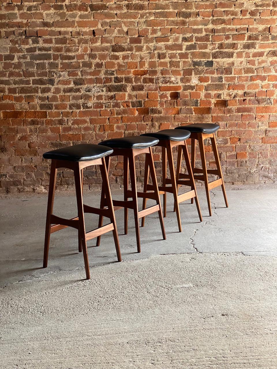 Set of Four Teak Barstools by Johannes Andersen circa 1960 3