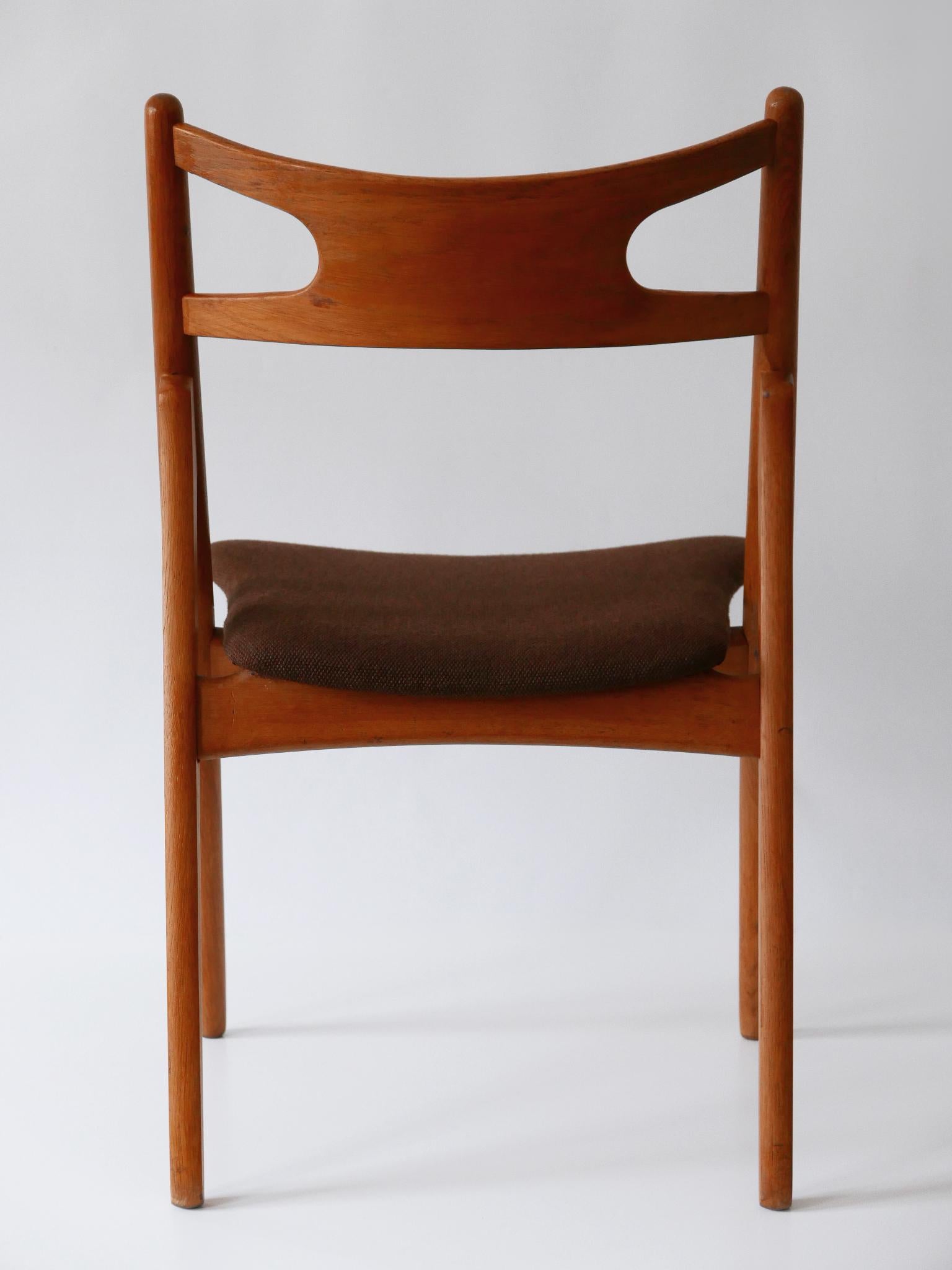 Juego de cuatro sillas de teca CH-29 Sawbuck de Hans J. Wegner para Carl Hansen & Søn en venta 2