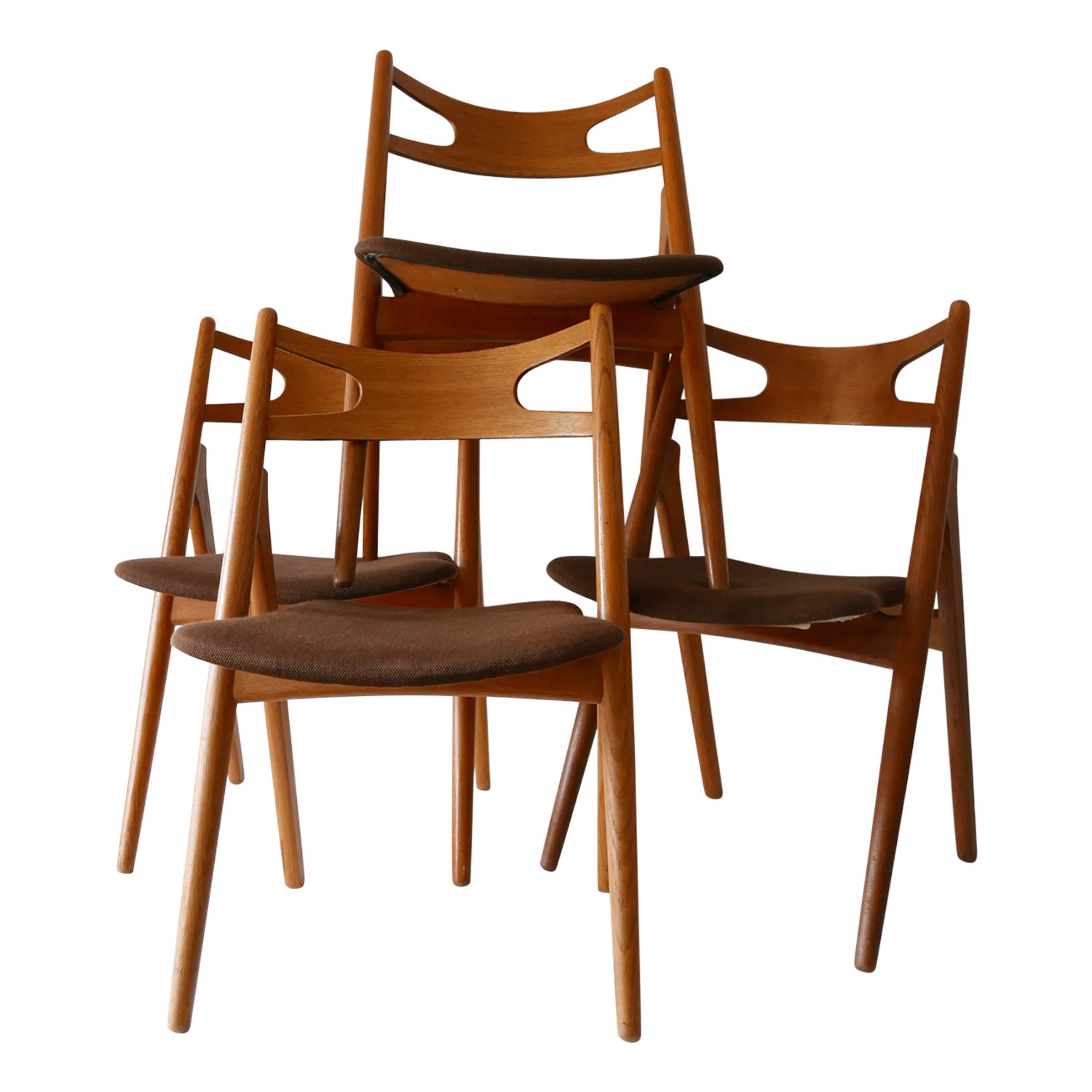 Set of Four Teak CH-29 Sawbuck Chairs by Hans J. Wegner for Carl Hansen 
Søn