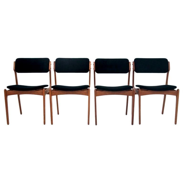 Set of Four Teak Chairs Danish Designed by Erik Buch, Model 49