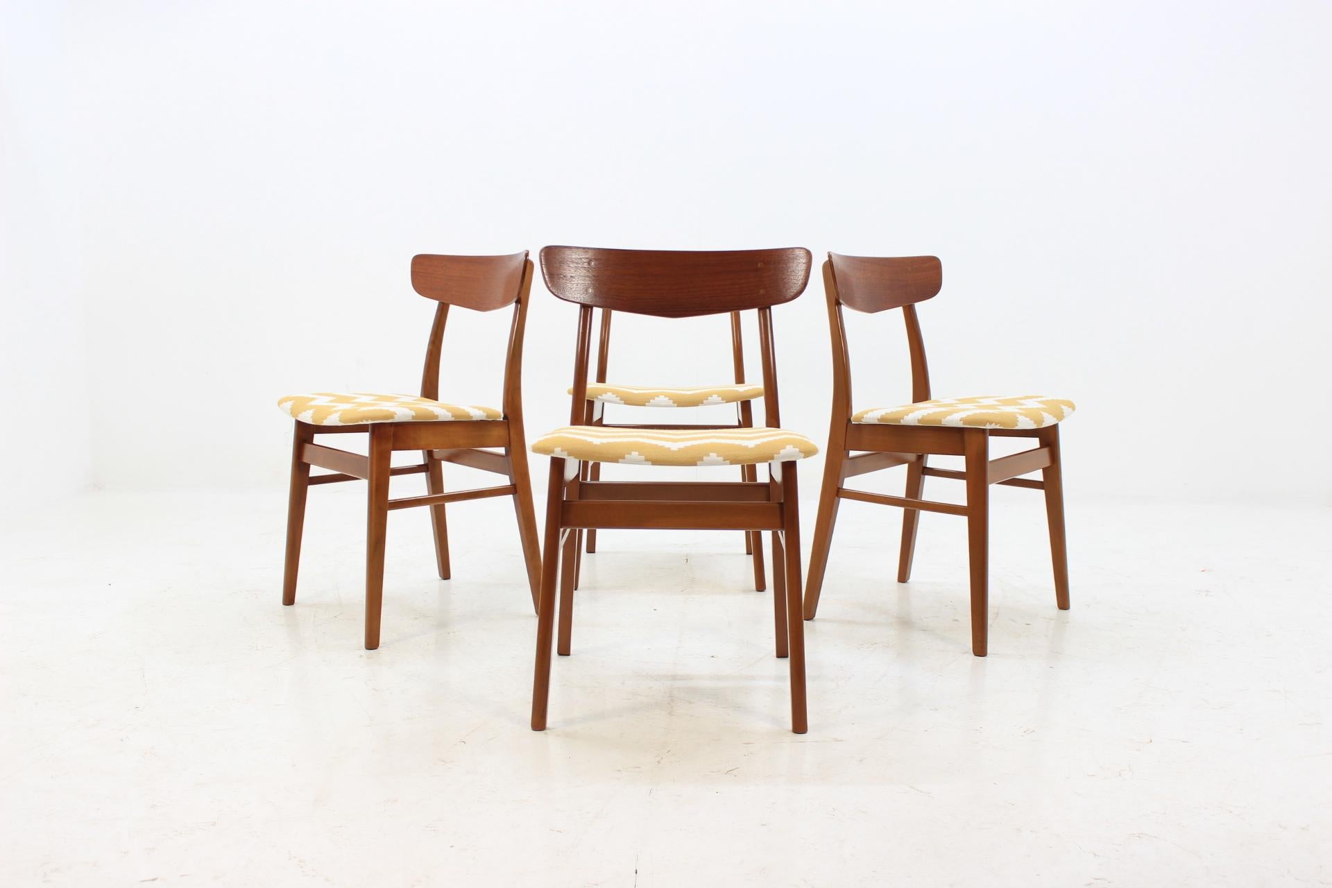 Mid-Century Modern Set of Four Teak Chairs Denmark, 1960