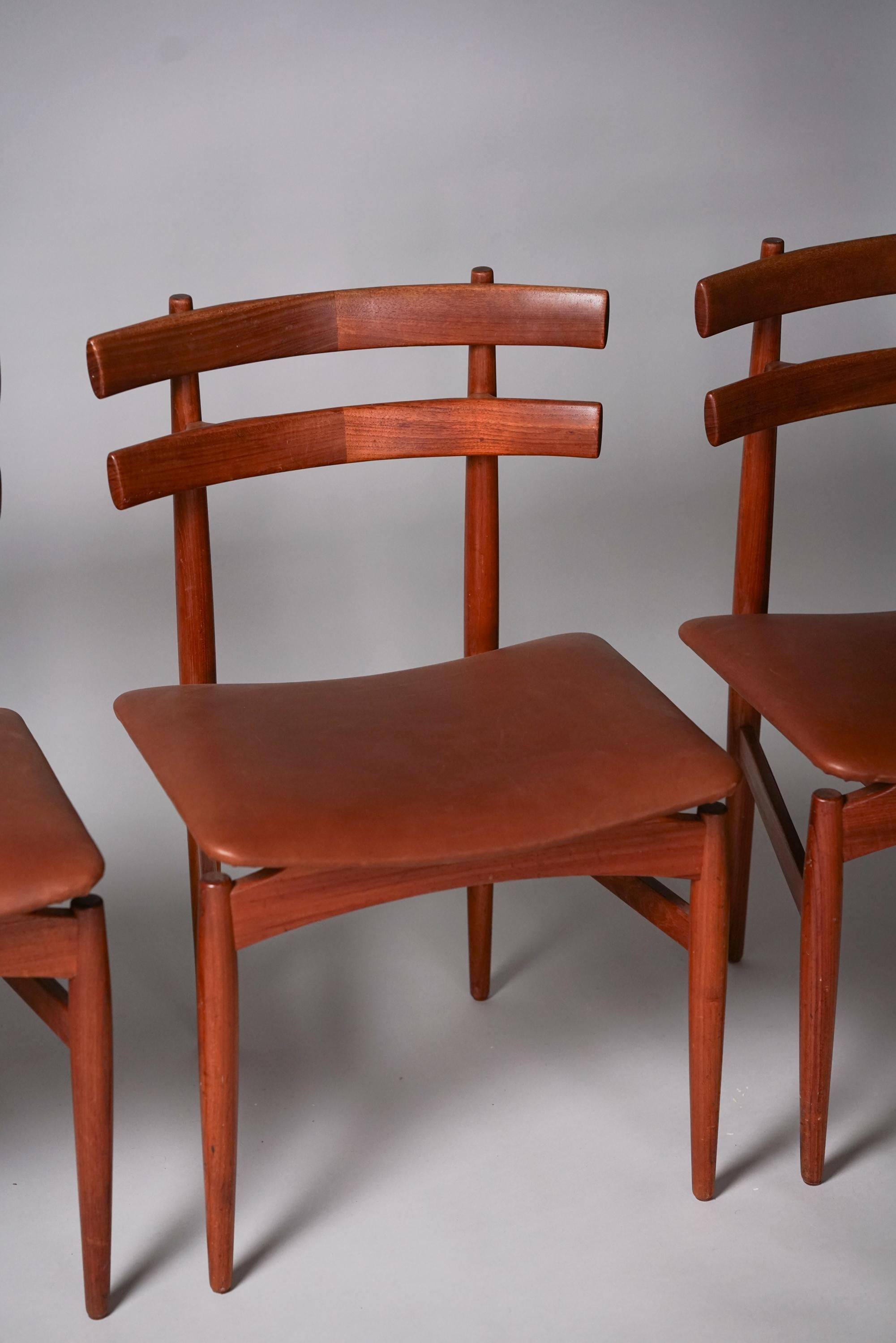 Mid-20th Century Set of Four Teak Chairs, Poul Hundevad, 1960s For Sale